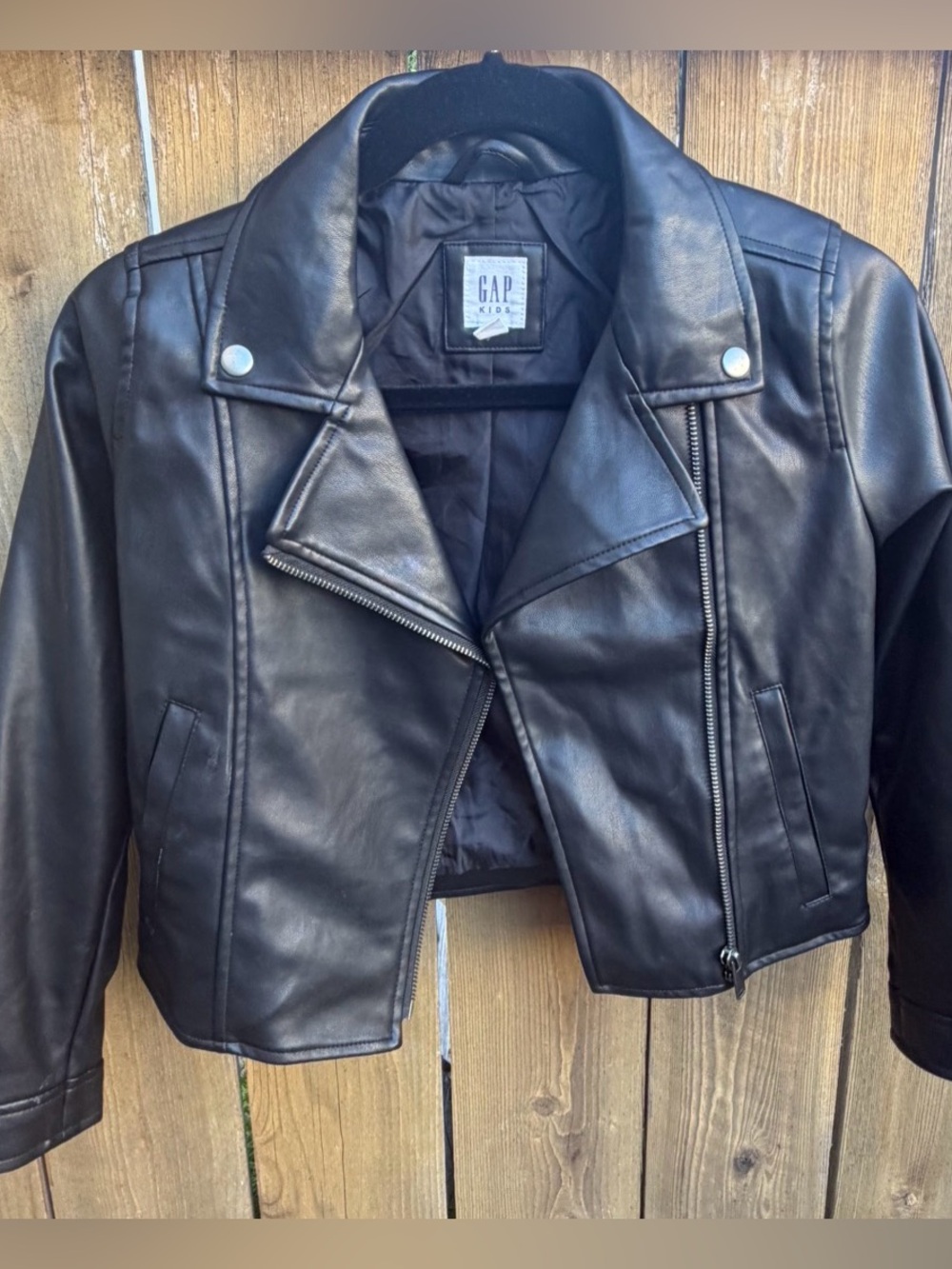 GAP kids Black Faux Leather Moto Jacket size Medium